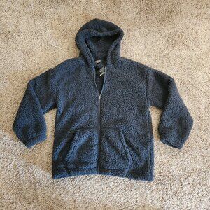 Eddie Bauer Plush Fireside Full Zip Fleece Hoodie Twilight Gray Small Regular